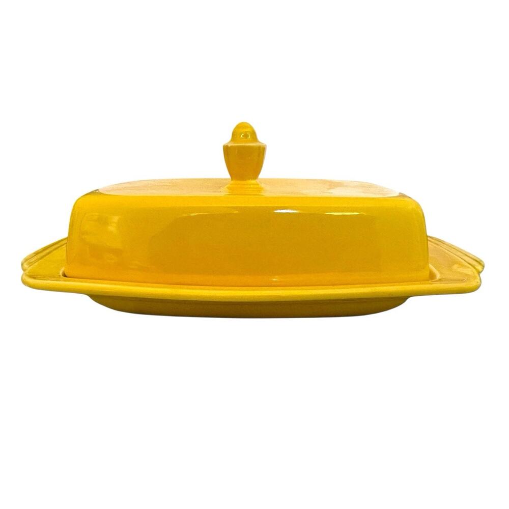 Homer Laughlin Harlequin Fiesta Riviera Yellow Covered Butter Dish 1/2 LB EUC